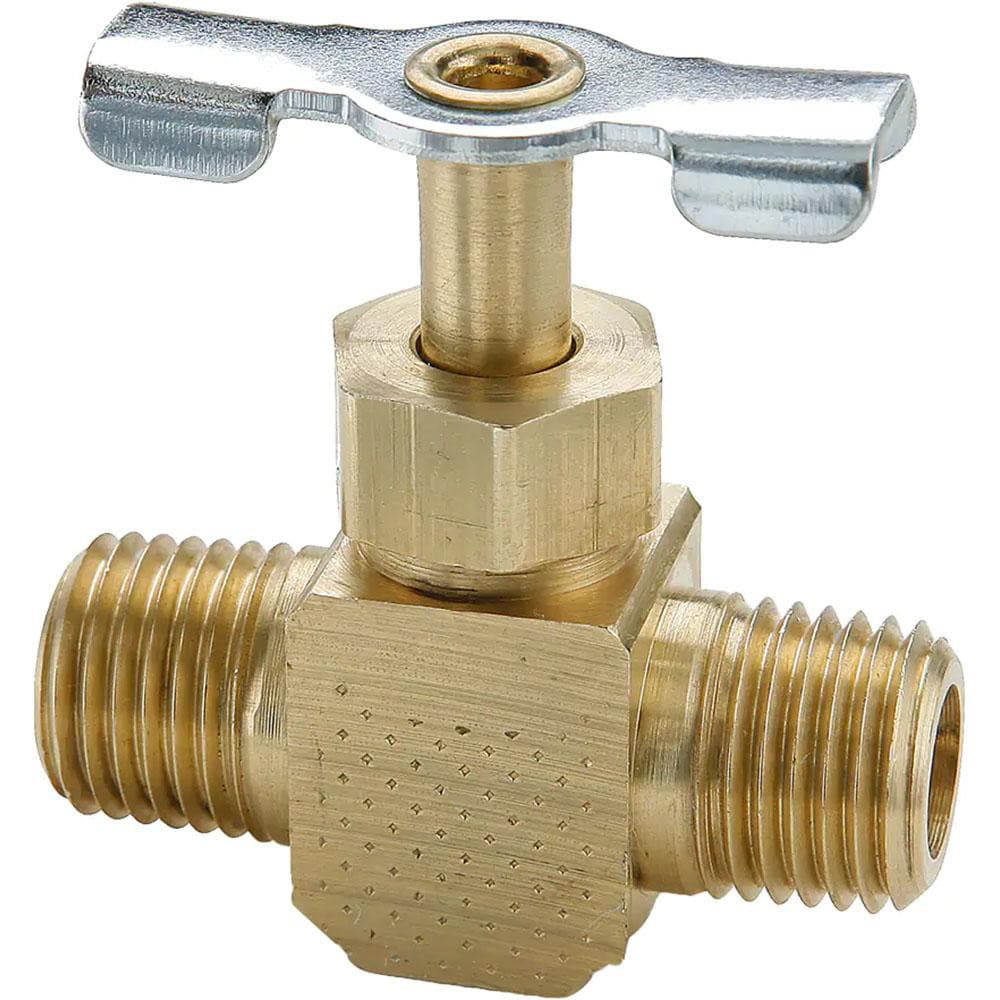 Parker NV107P-2 Needle Valve: Straight, 1/8" Pipe, Male Pipe to Male Pipe End, Brass Body Image