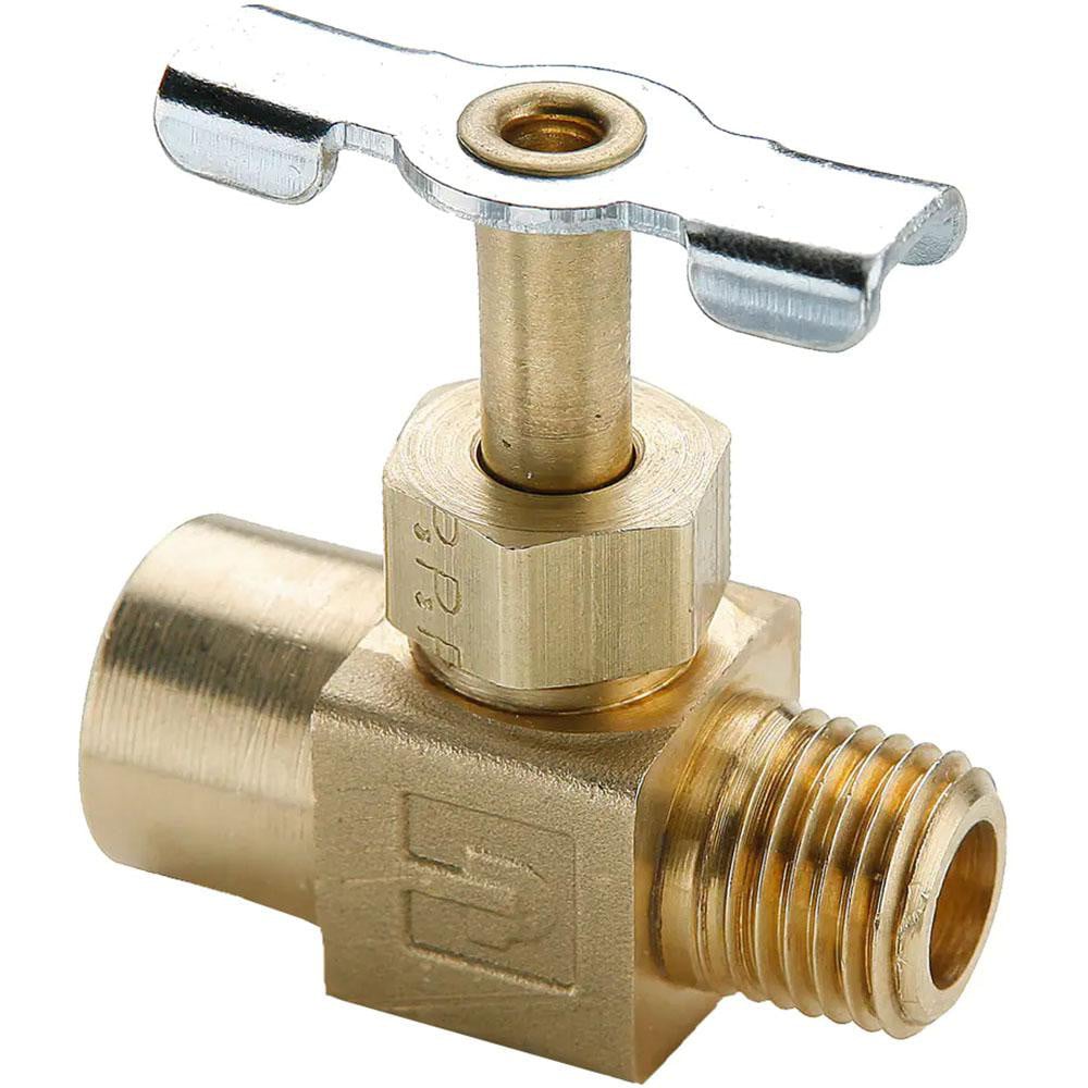 Parker NV108P-4 Needle Valve: Straight, 1/4" Pipe, Female x Female End, Brass Body Image