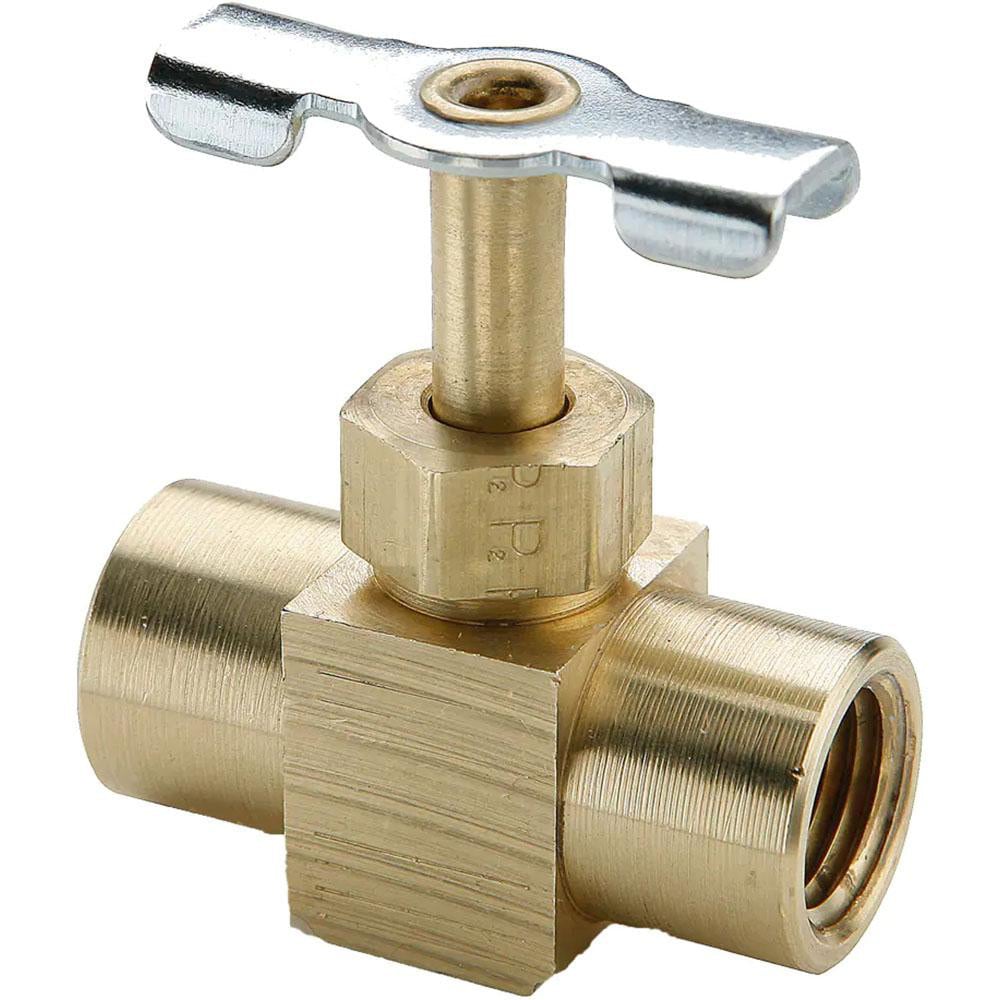 Parker NV109P-4 Needle Valve: Straight, 1/4" Pipe, Female Pipe to Female Pipe End, Brass Body Image