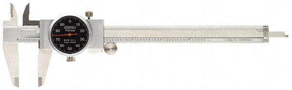 Dial Caliper: 150 mm Range, 0.02 mm Graduation, 2 mm per Revolution