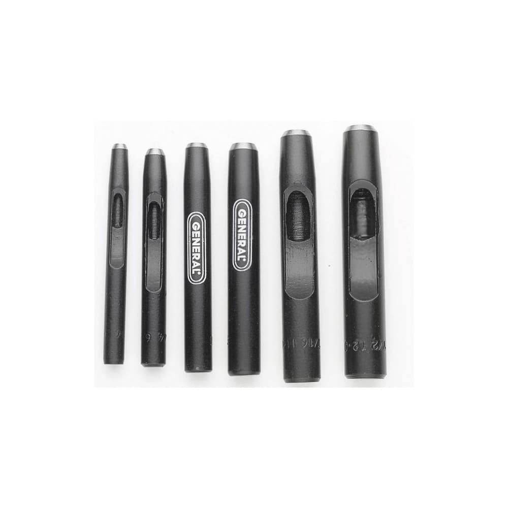Hollow Punch Set: 6 Pc, 0.1875 to 0.5"