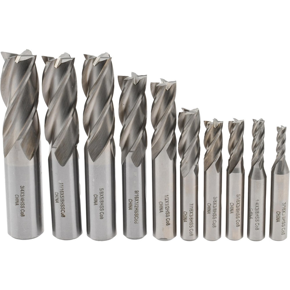 End Mill Set: 4 Flute, Square End