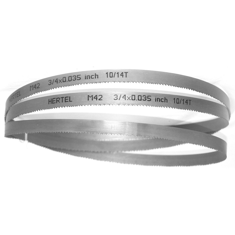 Welded Band Saw Blades; Blade Length (Feet): 9' 9 ; Blade Width (Inch): 3/4in ; Teeth Per Inch: 10-14 ; Blade Material: Bi-Metal ; Tooth Material: M42 High Speed Steel ; Tooth Form: Straight
