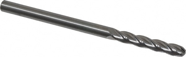 OSG 484-2500-BN Ball End Mill: 0.25" Dia, 1.5" LOC, 4 Flute, Solid Carbide Image