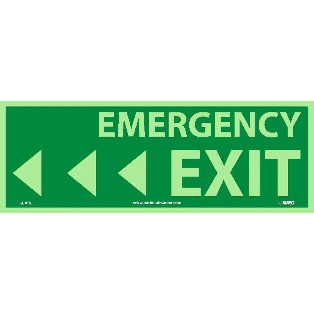Safety Signs: Sign Type: Exit - Vinyl, Adhesive-Backed, 5" High, 14" Wide