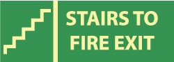 Stairs to Fire Exit, Pressure Sensitive Vinyl Fire Sign