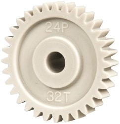 Spur Gear: 32 Teeth, 1/4" Bore Dia, Standard Bore