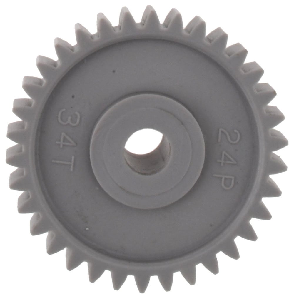 Spur Gear: 34 Teeth, 1/4" Bore Dia