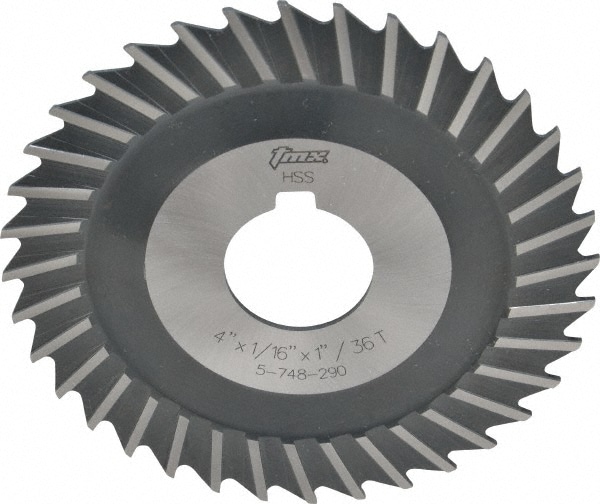 Value Collection 5-748-290 Side Chip Saw: 4" Blade Dia, 1/16" Blade Thickness, 1" Arbor Hole Dia, 36 Teeth, High Speed Steel Image