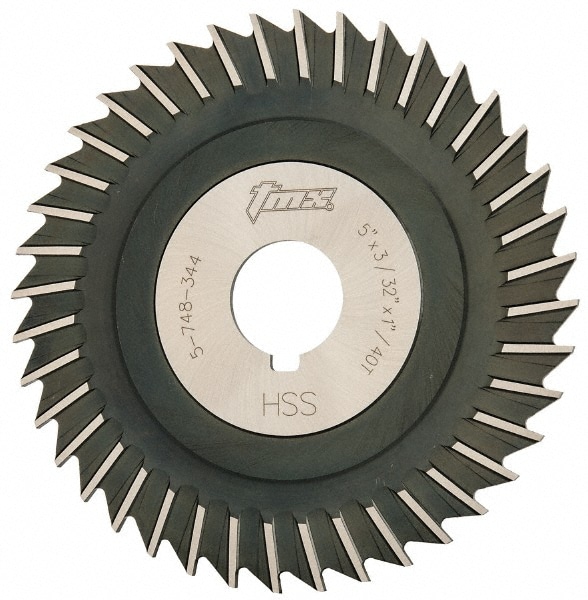 Value Collection 5-748-344 Side Chip Saw: 5" Blade Dia, 3/32" Blade Thickness, 1" Arbor Hole Dia, 40 Teeth, High Speed Steel Image