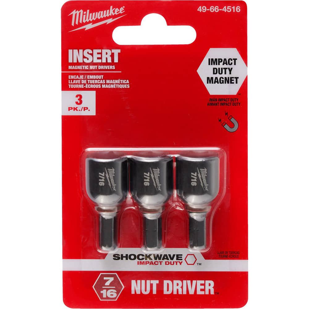 Power & Impact Screwdriver Bit Sets; Bit Type: Impact Nut Driver ; Point Type: Hex ; Drive Size: 7/16 ; Overall Length (Inch): 1-9/16 ; Hex Size Range (Inch): 1/4 ; Blade Width: 1/4