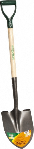 11-1/2" High, Round Steel Shovel  - Front Turned, 28.0000" Long Wood D-Grip Handle 