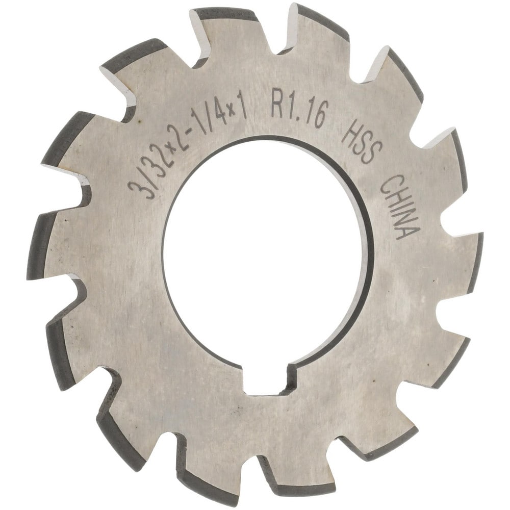 3/64" Radius, 2-1/4" Diam, 12 Teeth, Arbor Connection, High Speed Steel Convex Radius Cutter