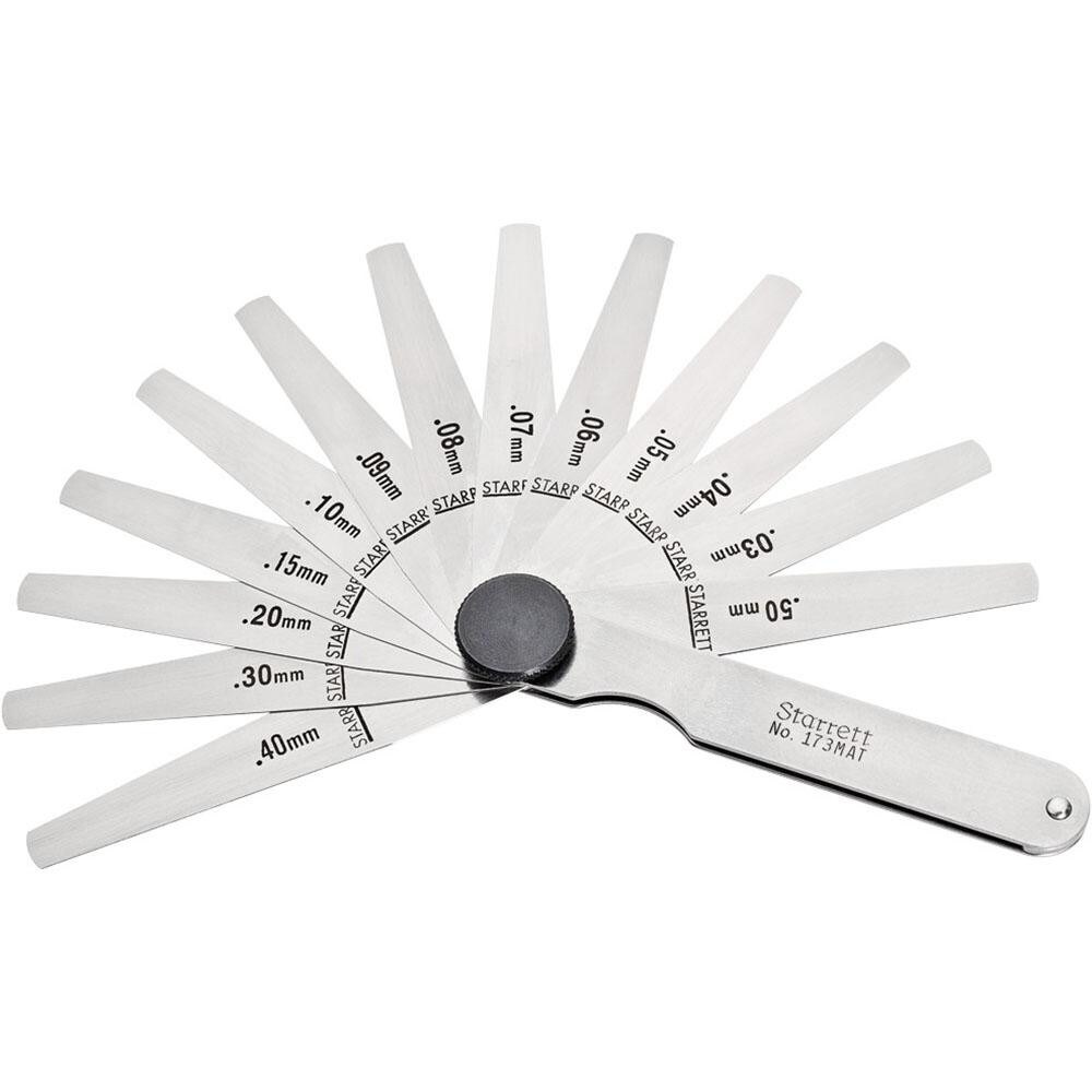 13 Piece, 0.03 to 0.5mm Tapered Feeler Gage Set