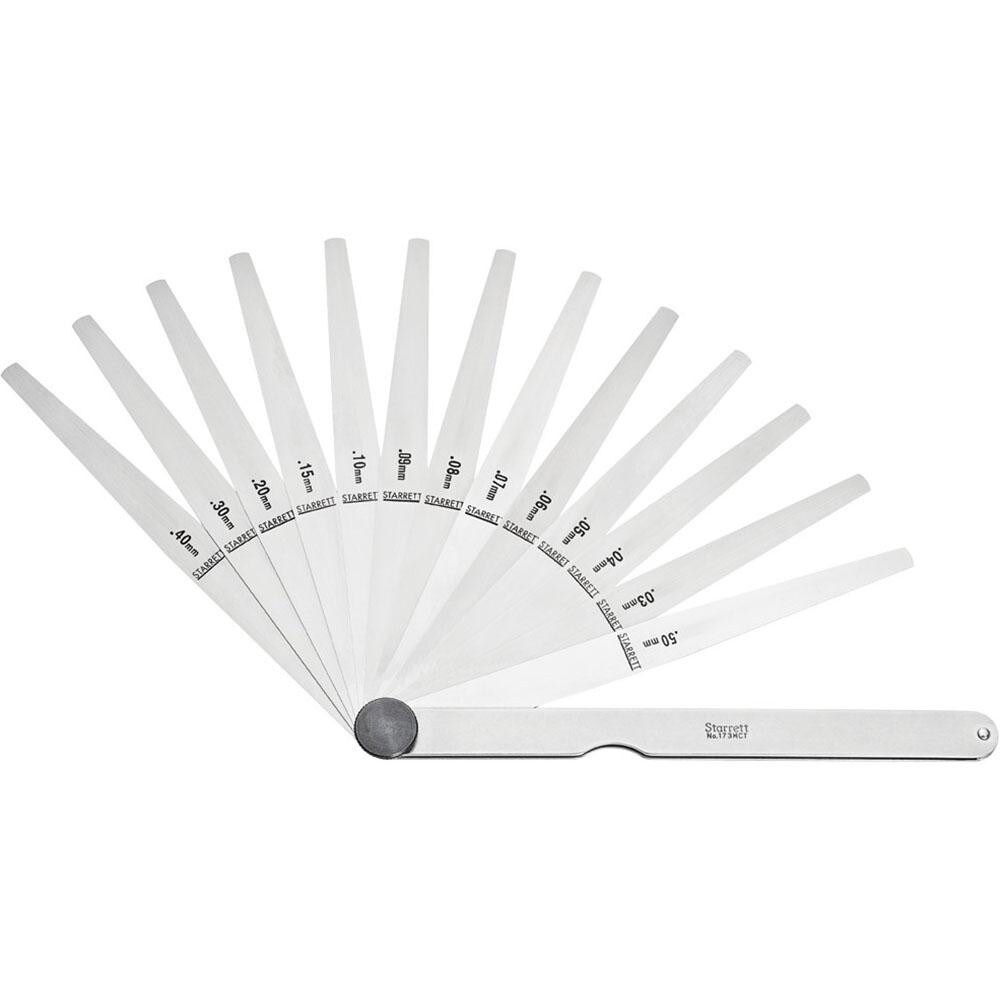 13 Piece, 0.03 to 0.5mm Tapered Feeler Gage Set