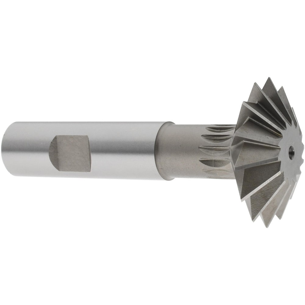 Double Angle Milling Cutter: 60 °, 1-1/2" Cut Dia, 1/2" Cut Width, 5/8" Shank Dia, High Speed Steel