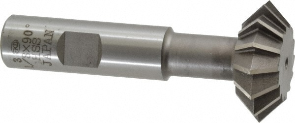 Value Collection SWC1190HS Double Angle Milling Cutter: 90 °, 1-3/8" Cut Dia, 1/2" Cut Width, 5/8" Shank Dia, High Speed Steel Image