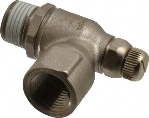 Air Flow Control Valve: Threaded Port Meter Out Metal Flow Control, NPT, 1/2" Tube OD