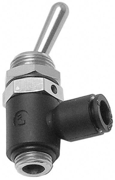 Legris 7800 06 13 Push-To-Connect Tube Fitting: Manually Operated 3-Way Venting Valve, 1/4" Thread Image