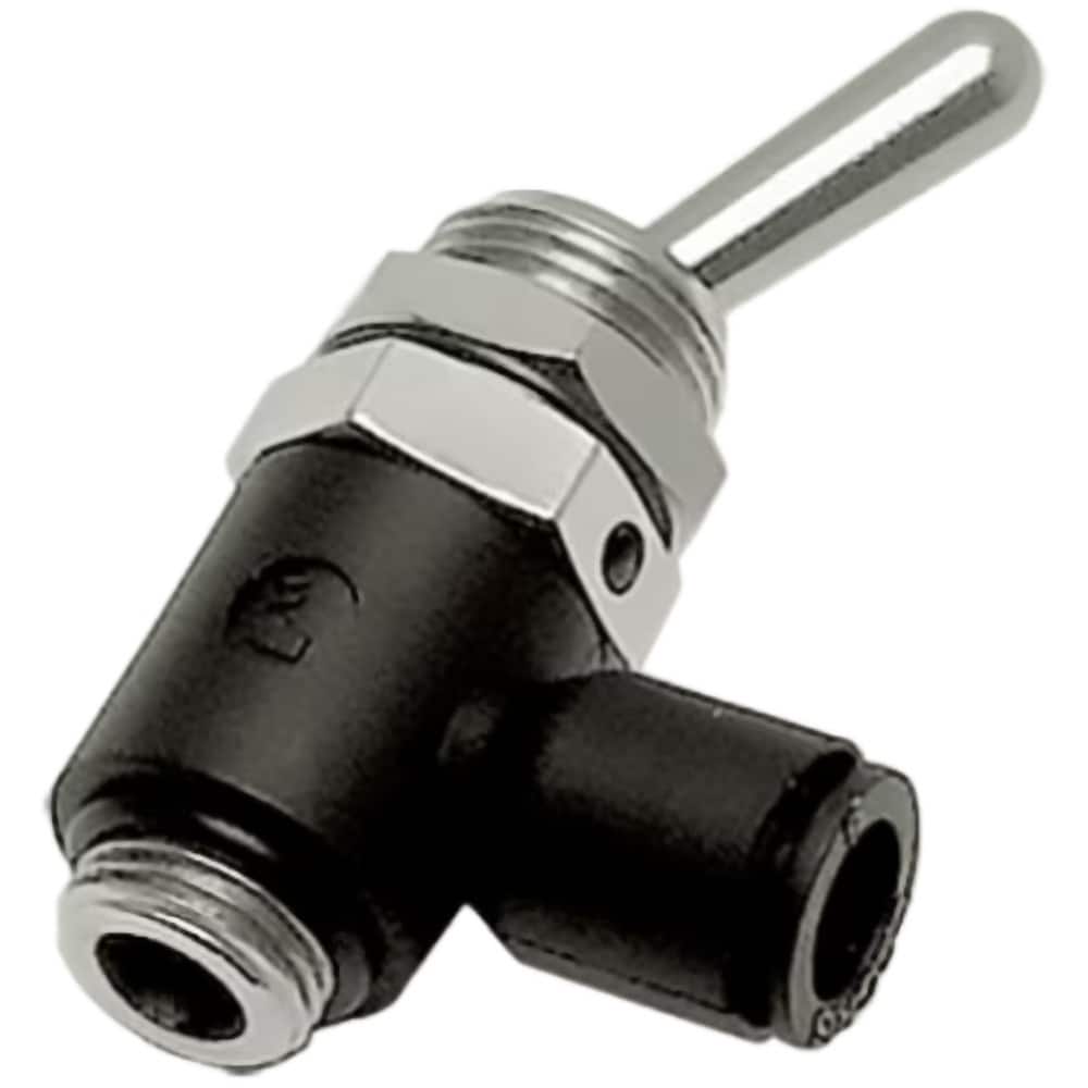 Push-To-Connect Tube Fitting: Manually Operated 3-Way Venting Valve, 1/8" Thread