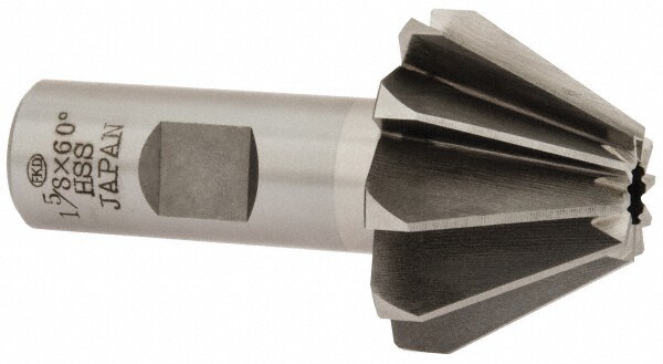 1-5/8" Large x 5/8" Small Diam, 1-1/16" Width of Cut, 60° Included Angle, High Speed Steel Face Angle Cutter