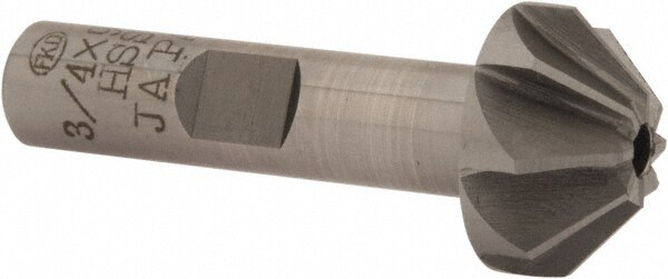 3/4" Large x 5/16" Small Diam, 3/8" Width of Cut, 90° Included Angle, High Speed Steel Face Angle Cutter