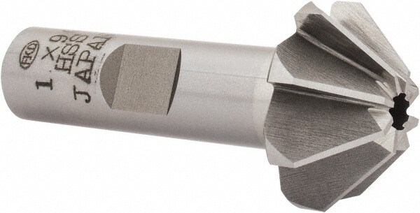 1" Large x 3/8" Small Diam, 7/16" Width of Cut, 90° Included Angle, High Speed Steel Face Angle Cutter