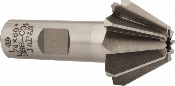 1-1/4" Large x 1/2" Small Diam, 25/32" Width of Cut, 60° Included Angle, Cobalt Face Angle Cutter