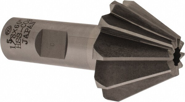 1-5/8" Large x 5/8" Small Diam, 1-1/16" Width of Cut, 60° Included Angle, Cobalt Face Angle Cutter