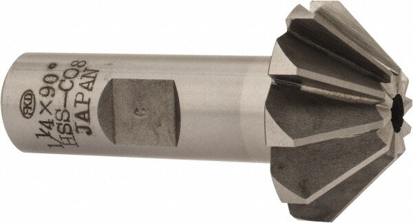 1-1/4" Large x 1/2" Small Diam, 17/32" Width of Cut, 90° Included Angle, Cobalt Face Angle Cutter