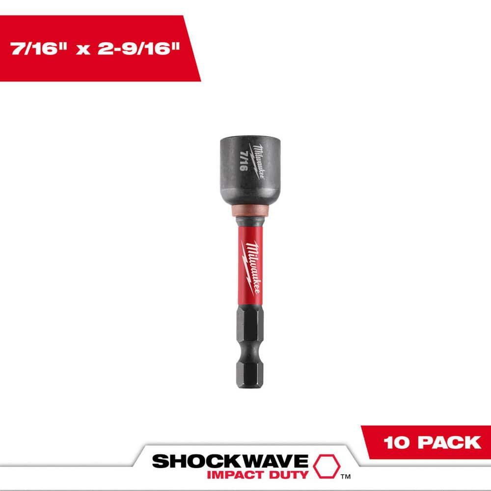 Power & Impact Screwdriver Bit Sets; Bit Type: Impact Nut Driver ; Point Type: Hex ; Drive Size: 7/16 ; Overall Length (Inch): 2-9/16 ; Hex Size Range (Inch): 1/4 ; Blade Width: 1/4