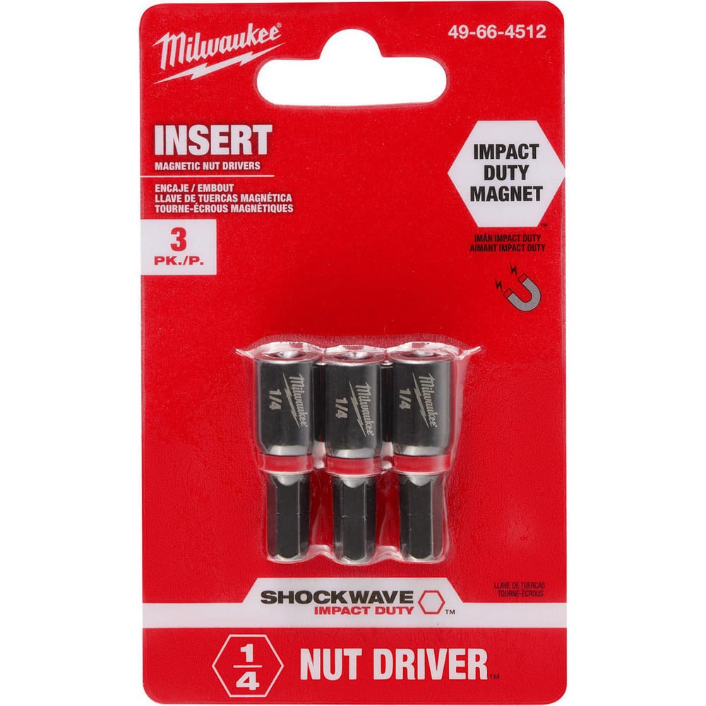 Power & Impact Screwdriver Bit Sets; Bit Type: Impact Nut Driver ; Point Type: Hex ; Drive Size: 1/4 ; Overall Length (Inch): 1-3/8 ; Hex Size Range (Inch): 1/4 ; Blade Width: 1/4