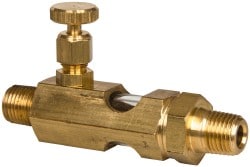 LDI Industries N102-02 1/4 Outlet Thread, 1/4 Inlet Thread, Brass, Straight Valve, Oil Reservoir Needle Valve Image