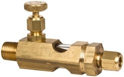 LDI Industries N102-06 1/4 Outlet Thread, 1/4 Inlet Thread, Brass, Straight Valve, Oil Reservoir Needle Valve 