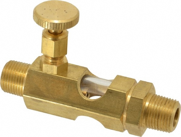 LDI Industries N103-01 3/8 Outlet Thread, 3/8 Inlet Thread, Brass, Straight Valve, Oil Reservoir Needle Valve Image