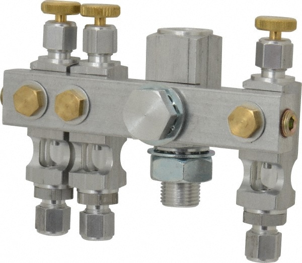 LDI Industries NVM102-103 5/8-18 Outlet Thread, 1/4 Inlet Thread, Aluminum, Straight Valve, Oil Reservoir Needle Valve Manifold 