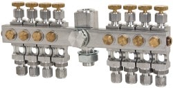 LDI Industries NVM102-108 5/8-18 Outlet Thread, 1/4 Inlet Thread, Aluminum, Straight Valve, Oil Reservoir Needle Valve Manifold 