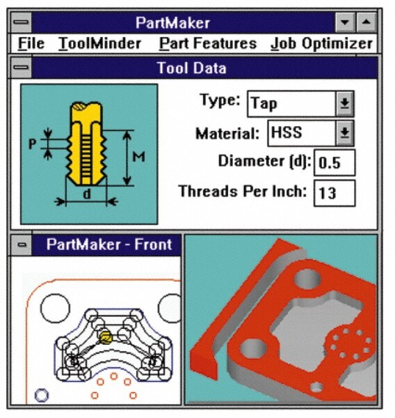 Software; Type: Partmaker/CAM/Mill ; User: Partmaker/CAM ; Platform: Windows 3.1/3.1.1/95/NT