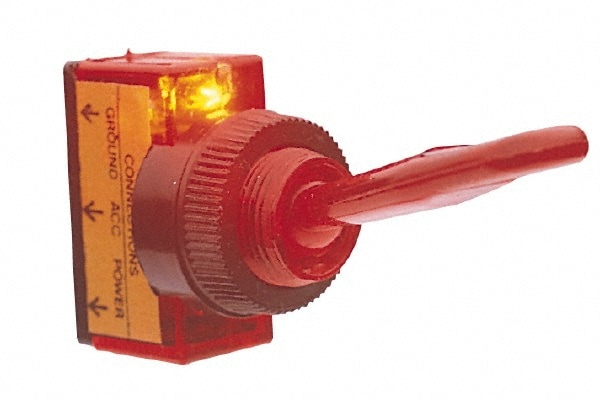 Automotive Switches; Switch Type: Glow Toggle Switch ; Sequence: On-Off ; Amperage: 20 A ; Voltage: 12 V ; Hole Diameter: 1/2 in