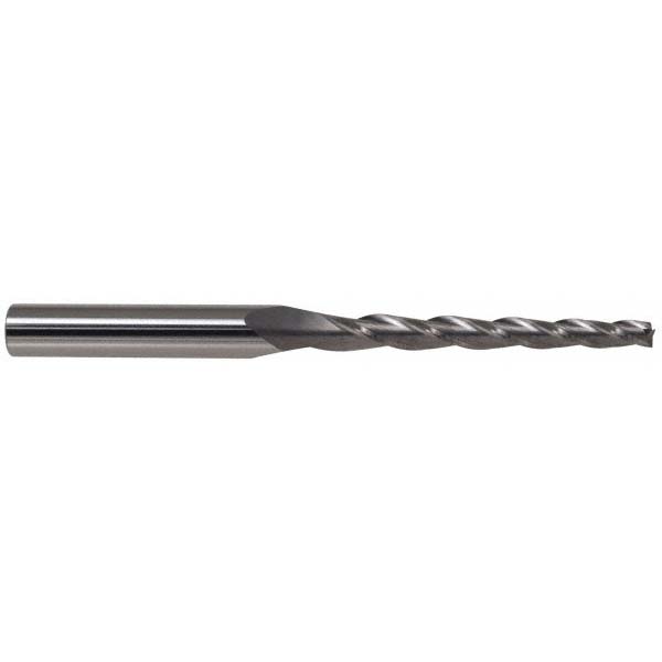Tapered End Mill: 2 deg Angle per Side, 1/2" Small Dia, 3-1/4" LOC, 3 Flute, High Speed Steel, Ball End - 3/4" Shank Dia, 5-1/2" OAL