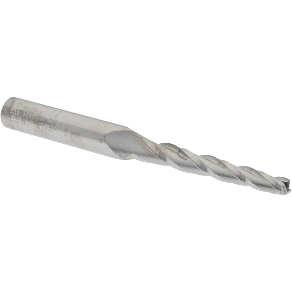 Tapered End Mill: 1.5 ° per Side, 3/16" Small Dia, 1-3/4" LOC, 3 Flutes, Solid Carbide, Square End