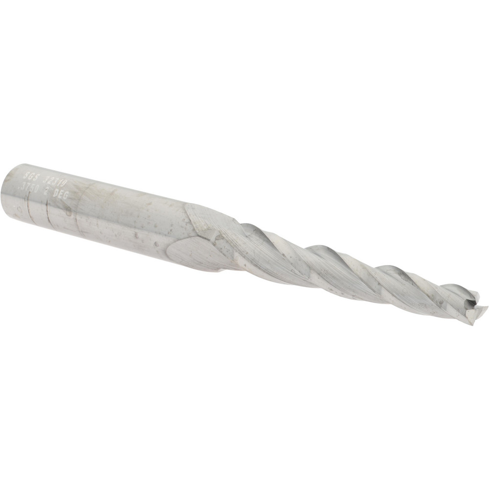 SGS Tapered End Mill 2 deg Angle per Side, 3/16" Small Dia, 13/4