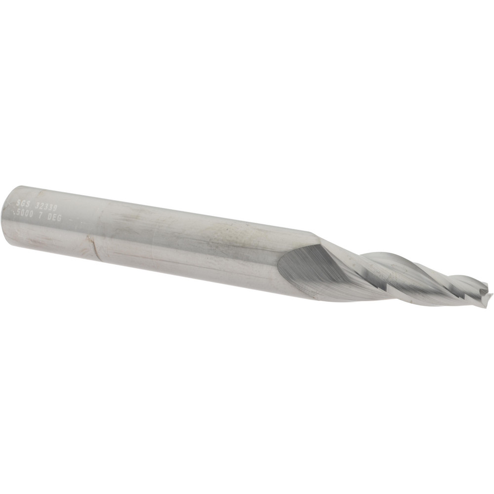 SGS Tapered End Mill 7 deg Angle per Side, 3/16" Small Dia, 11/4