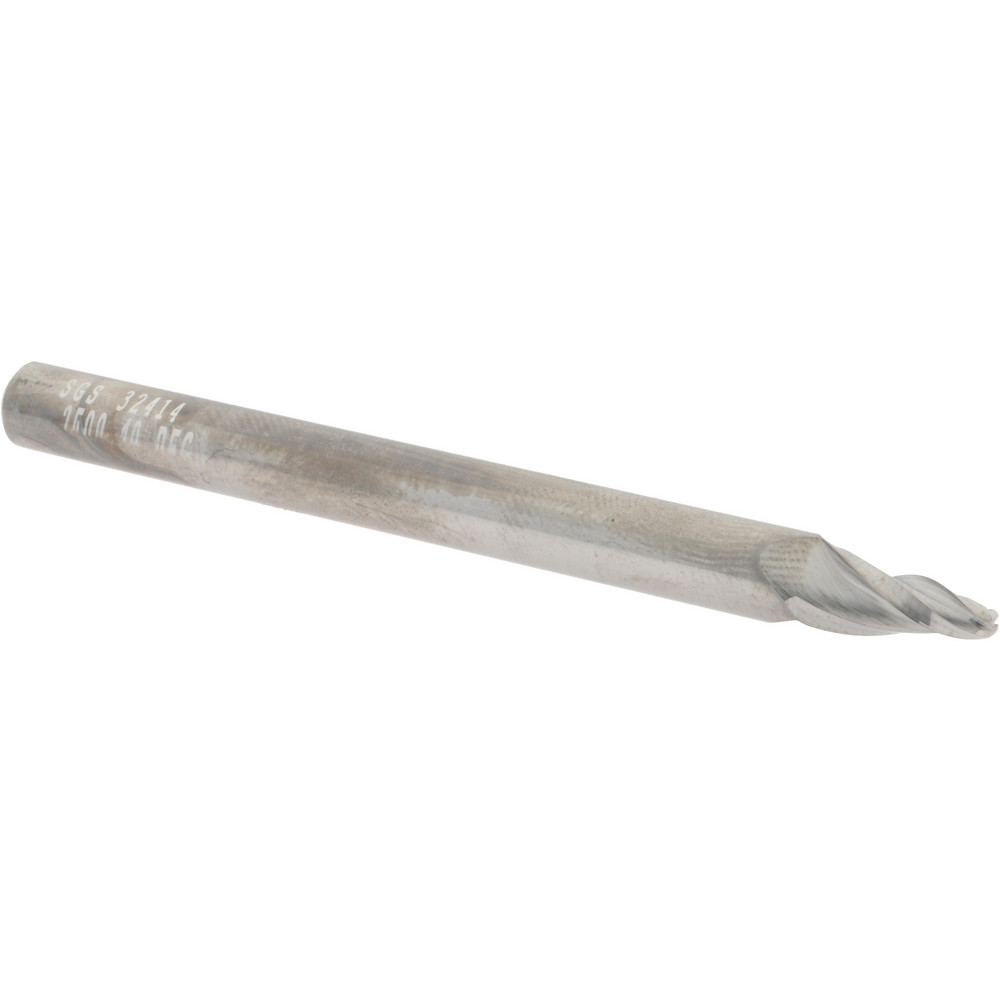 SGS Tapered End Mill 10 deg Angle per Side, 3/32" Small Dia, 1/2