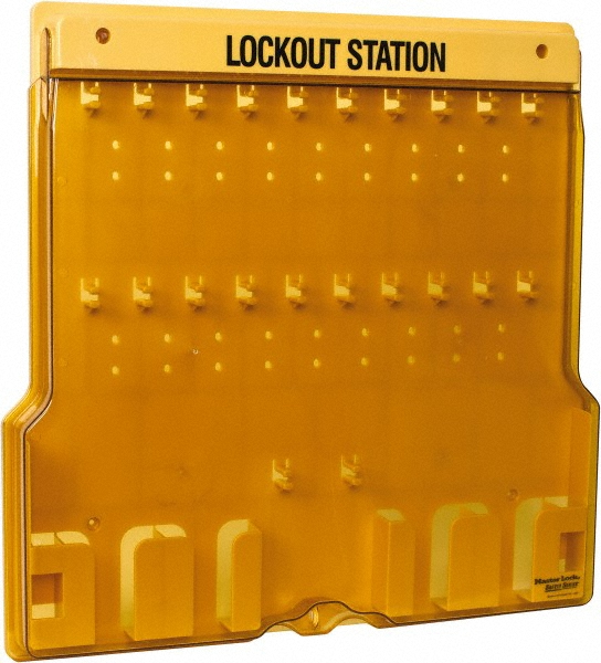 Padlock Lockout Station: Empty, 20 Max Locks, Polycarbonate Station - 1-3/4" Depth, 22" OAH, 22" OAW