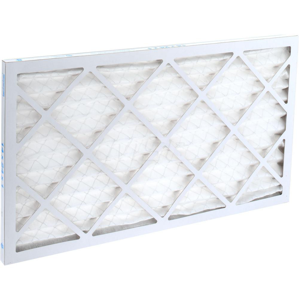 Pleated Air Filter: Wire-Backed Pleated, MERV 8, Synthetic, 35% Efficient, 14" High, 24" Wide, 1" Deep - Paperboard Frame, 300 FPM, 700 CFM, Use with Any Unit