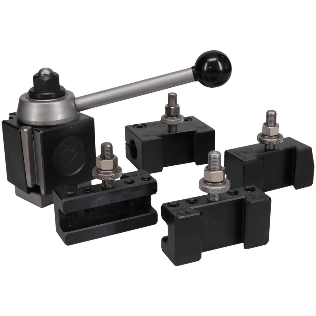 Aloris Series AXA Lathe Tool Post Holder & Set: 0 to 12" Lathe Swing, 5 Pc - Includes Style 1 Turning & Facing Holder, Style 2 Boring Holder, Turning