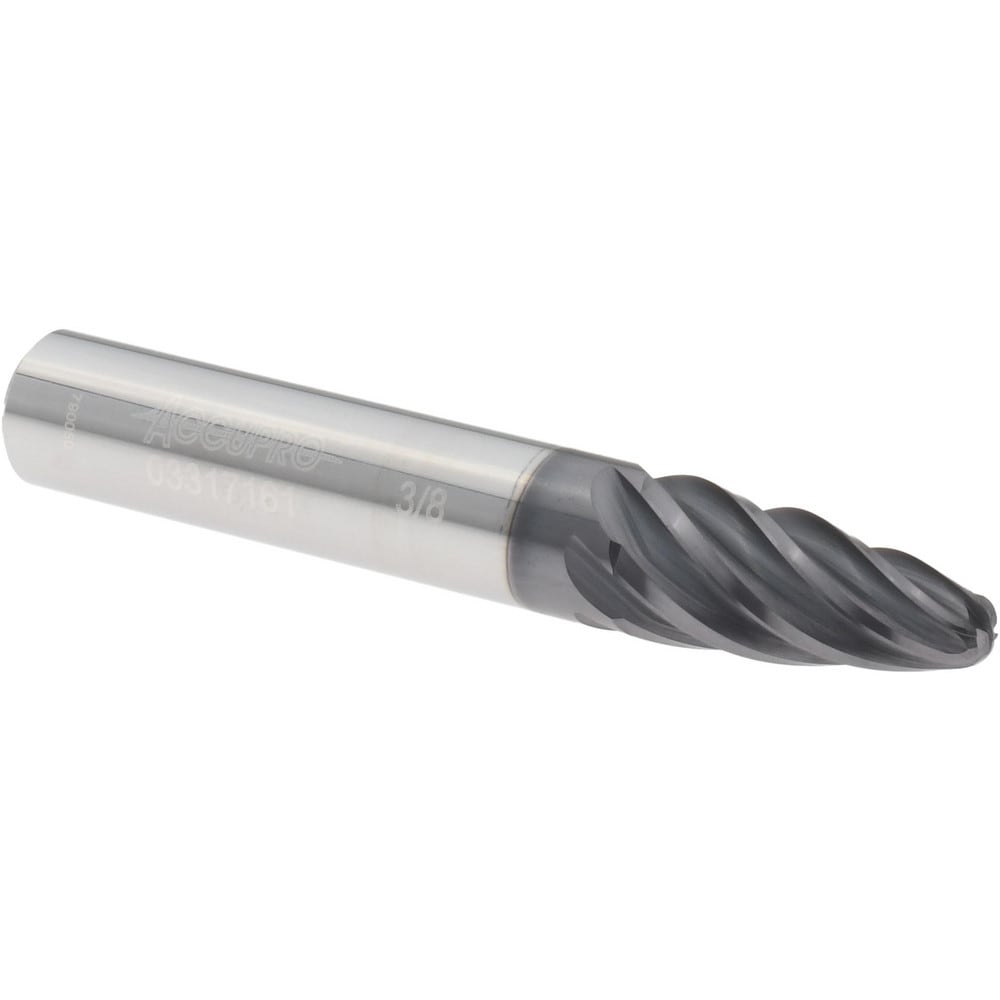 Barrel Cutter End Mills; End Type: Oval Form ; Material: Solid Carbide ; Finish Coating: AlTiN+ ; Length of Cut (Decimal Inch): 0.8260 ; Shank Diameter (Inch): 3/8 ; Overall Length (Inch): 2-1/2