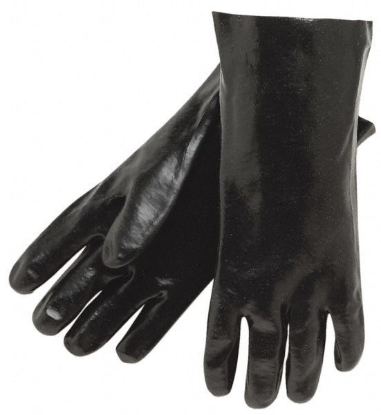 MCR SAFETY 6212R Chemical Resistant Gloves: Large, 43 mil Thick, Polyvinylchloride, Supported Image