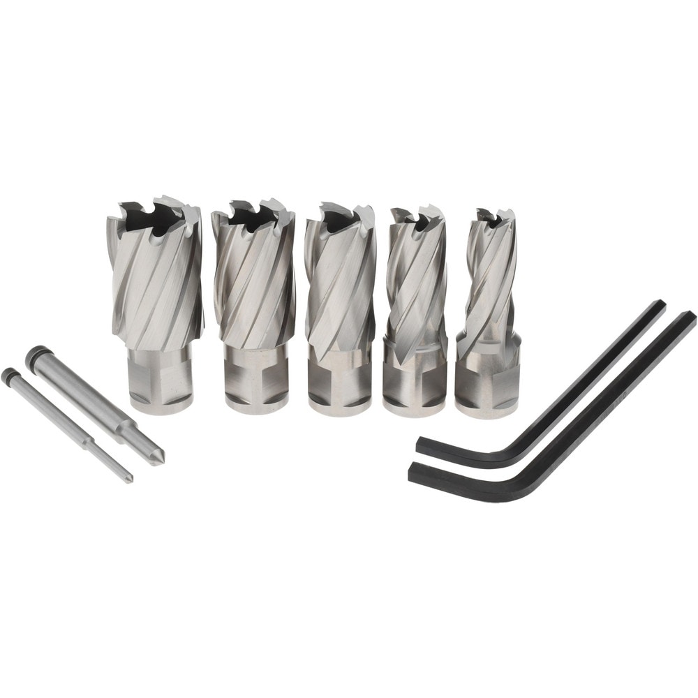 8 Piece, 9/16 to 1-1/16" Cutter Diam, 1" Cutting Depth, High Speed Steel Annular Cutter Set